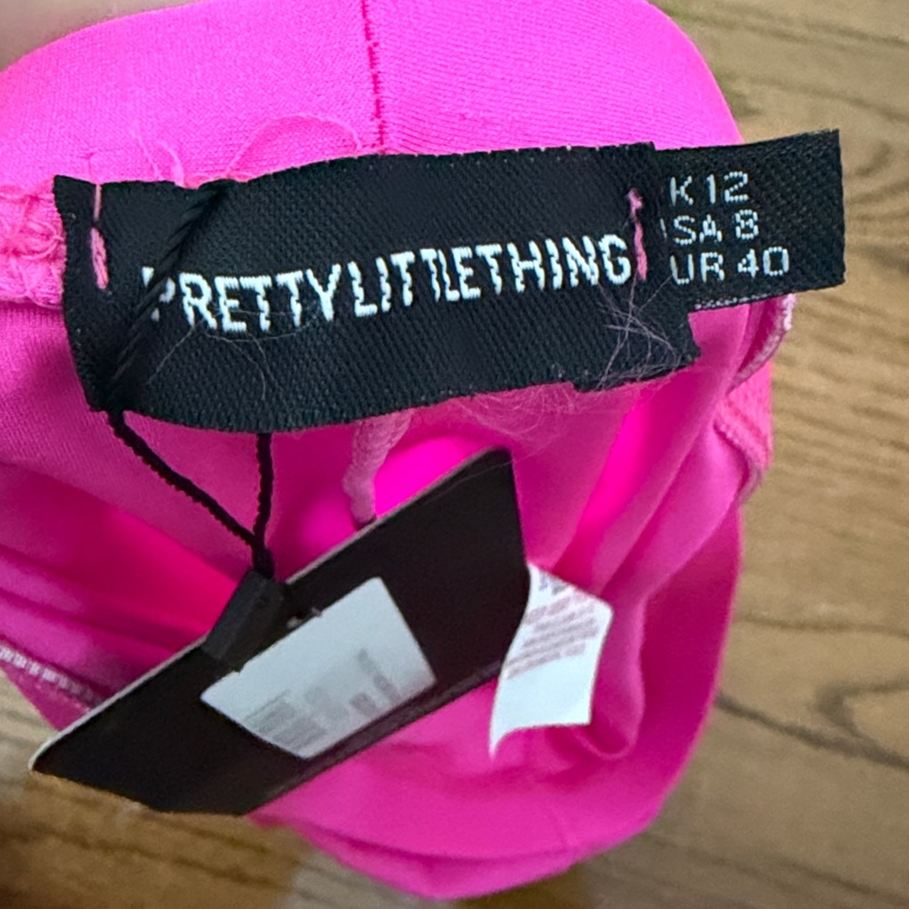 Pretty Little Thing Pink Neon Cycling Shorts Size 8 New With Tag - Picture 10 of 15